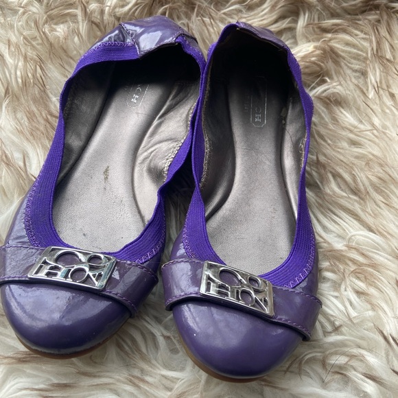 Coach Patent Leather Purple Flats: USED/PRE-OWNED - Picture 1 of 6